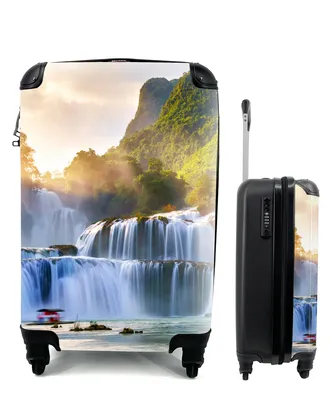 Produktbild von MuchoWow® Koffer Handgepäck Trolley Rollkoffer Kleine Reisekoffer mit 4 Rollen - Wasserfall - Pflanzen - Sonne - Wasser - Natur - Cabin Size < 55x40x23 cm & 55x40x20 cm - Fotokoffer - Kabinenkoffer - Boardgepäck - Reise-Box - Reisekoffer - Reisegepäck - Koffer mit Bild - Trolley für Kinder