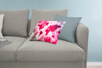Produktbild von MuchoWow® Zierkissen Sofakissen Wohnzimmer Dekokissen 60x40 cm Weltkarte - Rot - Schwarz - Kopfkissen - Polster mit Foto