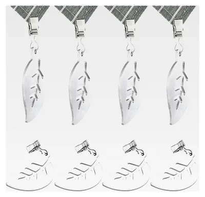 Produktbild von Tischdeckengewichte 8 Stück Edelstahl Tischdeckenbeschwerer für Dicke Tischplatten Garten Blattform Silber