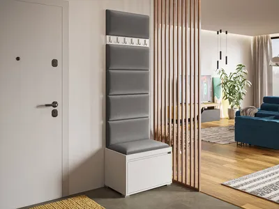 Obrázok produktu pre Predsieňová stena s nástennými čalúnenými panelmi CLENZE 5 - biela / šedá