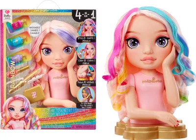Image de Jeu de tête de maquillage Rainbow High, tête de maquillage pour poupée, femelle, 4 ans, garçon/fille, multicolore