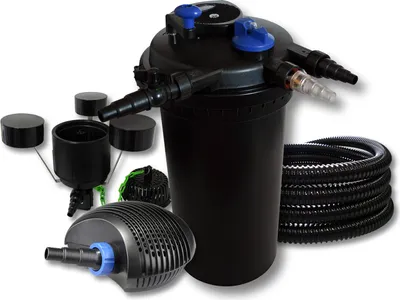 Obrázek produktu pro SunSun kompletní sada: CPF-15000 jezírkový tlakový filtr do 30000 l s 18 W UV-C jezírkovým čističem, CTF-6000 SuperECO jezírkové čerpadlo 6000 l/h 40 W, 25 m jezírková hadice 25 mm, CSP-250 plovoucí skimmer s čerpadlem 2500 l/h 45 W