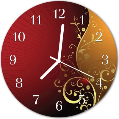 Produktbild von Glasuhr Wanduhr Küchenuhr Echt-Glas 30fi cm Abstrakt rot