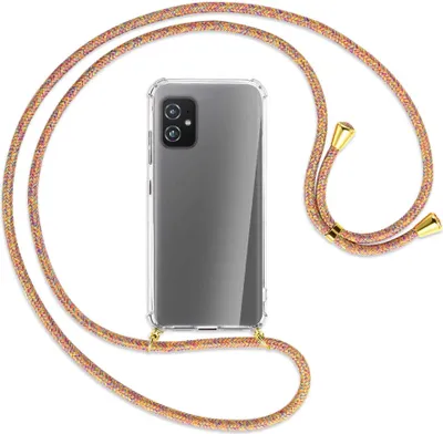 Produktbild von Handykette Backcover-Schutzhülle mit Band (Metall goldfarben) für Asus Zenfone 8 - Rainbow