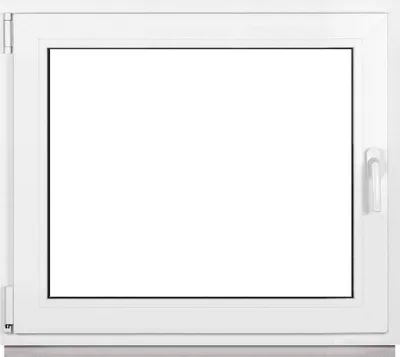 A white framed window against a white background.