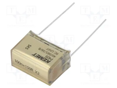 Obrázek produktu pro 1x Kondenzátor: Papírový, průchozí, X2, 275VAC, 100nF, 20,3mm, tolerance 20%, 630VDC, typ P409CP104M275AH151