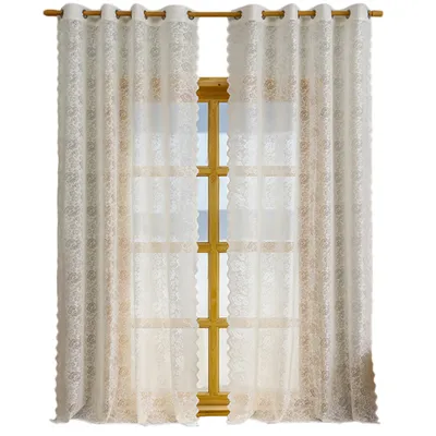 Produktbild von 2 Stück Spitzenvorhänge mit ösen, Voile Durchscheinende Vorhang, Blumenspitze Gardinen, Weiß 130x214cm