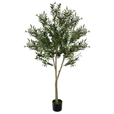 Produktbild von Ribelli Künstliche Olivenbaum Pflanzen, Kunststoffpflanzen Dekopflanzen für Zuhause, Wohnzimmer, Schlafzimmer, Büro, Garten 180cm