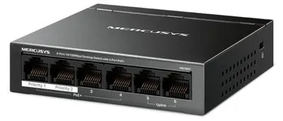 Zdjęcie produktu dla Przełącznik biurkowy Mercusys MS106P 6xFE 4xPoE+