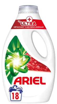 Produktbild von Ariel Flüssigwaschmittel + Ultra Fleckenentferner für 18 Waschgänge