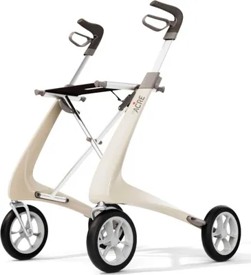 Produktbild von Acre Rollator von Russka - Carbon Rollator faltbar mit Softrädern und Ankipphilfe - ultraleicht mit nur 4,9kg  - Farbe Weiß