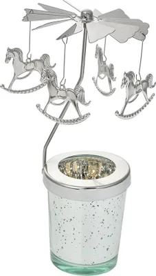 Zdjęcie produktu dla Clayre & Eef świecznik na tealight Ø 8x17 cm srebrny szklany konik na biegunach