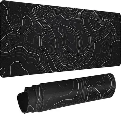Productafbeelding van Grote Gaming Muismat 800x300x3mm met Topografisch Design, Antislip Onderkant en Gestikte Rand, Minimalistische Bureau Mat voor Kantoor e