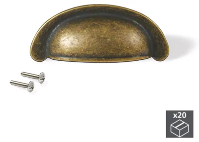 Zdjęcie produktu dla Uchwyty do mebli, rozstaw otworów 64 mm, Zama, brąz, 20 sztuk, Emuca
