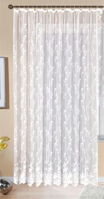 Produktbild von Gardine Store Jacquard Mainz HxB 245x300 cm Kräuselband Universalband Weiß Blumenmuster Transparent Voile Vorhang Wohnzimmer, 13144