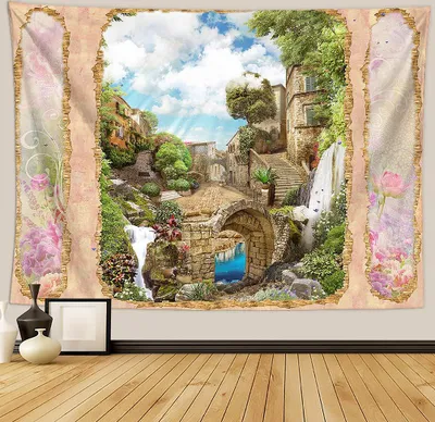 Produktbild von Urlaub Wandteppich Wohnkultur Landschaft Wandteppich Wohnzimmer Schlafzimmer Dekoration Wandteppich Zimmer Vorhang Strandtuch (180cm x 230cm, Farbe 19)