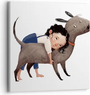 Produktbild von Bild auf Leinwand - Leinwandbild - Einteilig - Kind Hund Bild - 30x30cm - Wand Bild - Wanddeko - Wandbilder - Leinwanddruck - Bilder - Wanddekoration - Leinwand bilder - Wandbild - AC30x30-4783