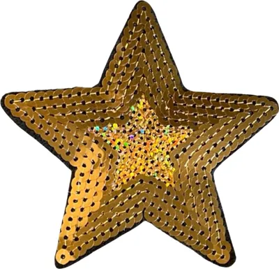 Produktbild von Aufnäher mit goldenem Stern-Paillette-Emblem zum Aufbügeln