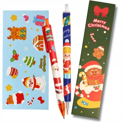 Produktbild von Weihnachtsgeschenk Set für Schule - 3-teilig - Gelschreiber mit Aufklebern