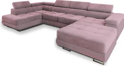 Produktbild von Masseno Ecksofa CASONE L-S mit Schlaffunktion U-Form, Sofa mit Bettkasten, Wohnzimmersofa, Couch, Soffa, Bettsofa, Couchgarnitur- Lila, MONOLITH 62