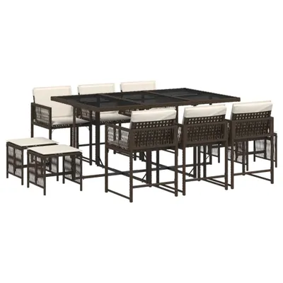Produktbild von vidaXL 11-tlg. Garten-Essgruppe mit Kissen Braun Poly Rattan