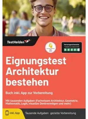 Obrázek produktu pro Eignungstest Architektur bestehen: Buch inkl. App zur Vorbereitung: Mit tausenden Aufgaben (Fachwissen Architektur, Geometrie, Mathematik, Logik, visuelles Denkvermögen und mehr)