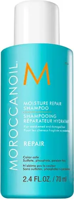 A bottle of Moroccanoil Moisture Repair Shampoo.