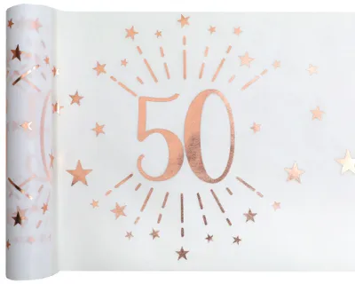 Produktbild von 50. Geburtstag roségold Tischläufer 5 m x 30 cm Zahl 50