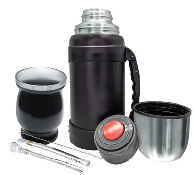 Mate-Set: Edelstahlbecher 250 ml, 2 Bombillas, Thermoskanne 1300 ml