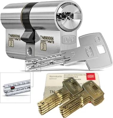 Produktbild von DOM iX Twido 333iX7TWMTB Modular-Doppelzylinder mit 6 Schlüssel, Länge (a/b) 35/45mm (c= 80mm), mit Sicherungskarte, mit Not- u. Gefahrenfunktion und erhöhtem Bohrschutz