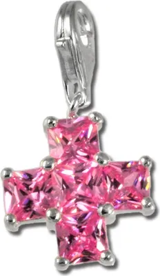 Image de SilberDream 925 Charm croix en argent véritable Pendentif rose zircon D2FC204P