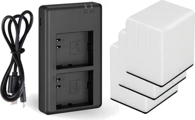 Produktbild von Hochwertiges Ladegerät für Arlo Go Akkus zum Aufladen von bis zu 2 Akkus + 3x Akku 3000mAh - ersetzt DU-A2, A-2 / Ladestation mit Micro-USB Kabel