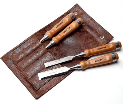 Immagine prodotto di Set di scalpelli per legno, 4 pezzi, da 6 a 25 mm, in acciaio cromo-vanadio, con manico in legno duro