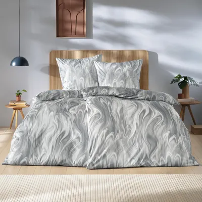 Produktbild von Estella Mako Interlock Jersey Bettwäsche Klaas grau 135x200 cm + 80x80 cm