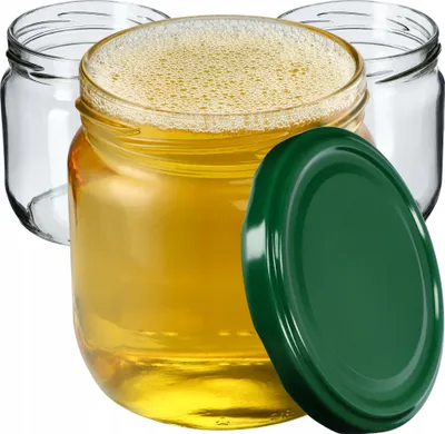 Zdjęcie produktu dla Słoiki na przetwory KADAX z pokrywką "Salla", słoiki na dżem, słoiki na przetwory, 425 ml, zielone, 48 sztuk
