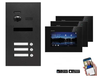 Produktbild von WLAN Videotürsprechanlage BALTER EVO 2-Draht BUS für 3-Familienhaus Schwarz-Karbon-Graphit