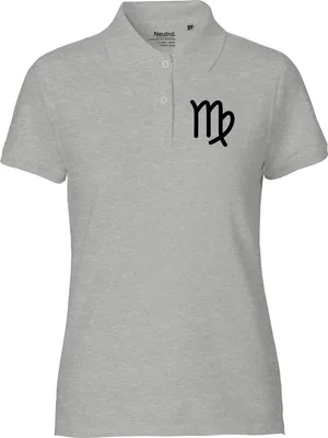 Produktbild von Huuraa Damen Polo Shirt Jungfrau Sternzeichen Zeichen XS Sport Grey Bio Baumwolle Fairtrade Poloshirt Geschenkidee