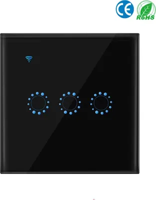 Produktbild von Drahtlose Schalter WiFi-Lichtschalter Smart Wall Kompatibel mit Alexa Echo Google Home Assistant Control APP Beruehrbares Lichtschalter-Telefon fuer iOS 1 Gang Smart Switch ，Funksteckdosen