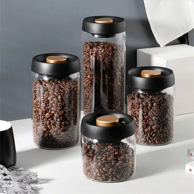 Produktbild von Kaffeebohnen Vorratsdose Glas Vakuum luftdicht Kaffeedose