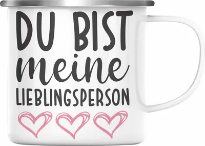Produktbild von Trendation - Lieblingsmensch Lieblingsperson Emaille Tasse Geschenk Beste Freundin Freund Emaille Tasse mit Spruch (Silber)