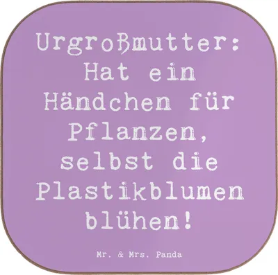 Produktbild von Mr. & Mrs. Panda Tischschoner Spruch Urgroßmutter Wundergrün - Lavendeltraum - Geschenk, Familie, Coaster, gläseruntersetzer, herzerwärmende Sprüche, Ahnen, Erinnerungen