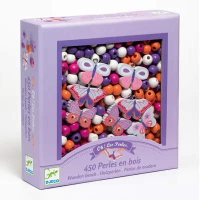 Image de Perles à enfiler en bois « Papillons », Djeco