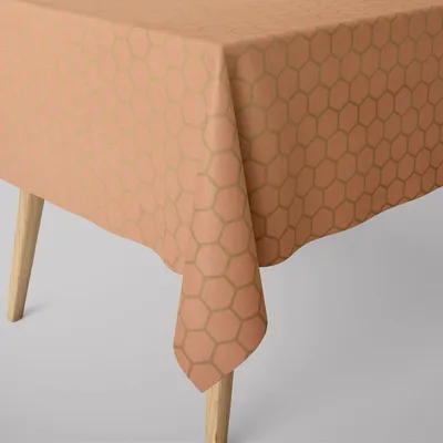 Produktbild von SCHÖNER LEBEN. Tischdecke Waben Sechseck apricot gold metallic Größe 130x160cm