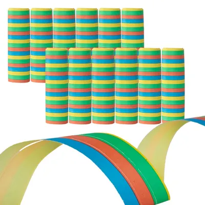 Luftschlangen-Set, 12 Rollen, bunt, Papier, 4 m pro Rolle