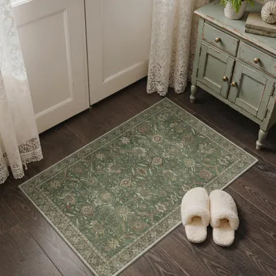 Imagen del producto de Alfombra vintage, lavable, de 60x90 cm, para la entrada
