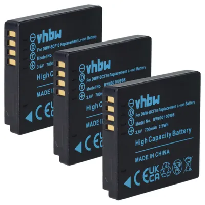 Produktbild von vhbw 3x Akku Ersatz für Panasonic DMW-BCF10E, DMW-BCF10 für Kamera (1000 mAh, 3,6 V, Li-Ion)