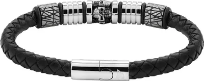 Produktbild von ZIPPO - Five Charms Lederarmband - 22cm Lederarmband mit Edelstahlelementen Totenkopfdesign 2007171