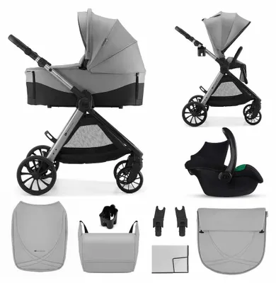 Immagine prodotto di Passeggino 3 in 1 Kinderkraft VESTO 2 con navicella, seggiolino auto MINK PRO 2, seduta sportiva reversibile, sistema da viaggio, grigio