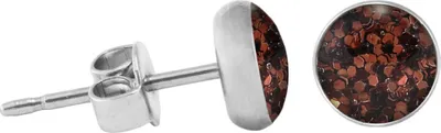 Produktbild von 925 Sterling Silber Ohrstecker Glitterline in verschiedenen Farben und Größen Farbe - Braun Größe - 6 mm