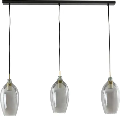 Produktbild von Light & Living - hängeleuchte - Lukaro - schwarz - glas - große esstischlampe - E27 - 2977627